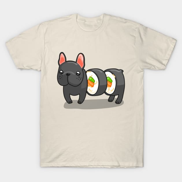 Frenchie sushi roll T-Shirt by Cocolima